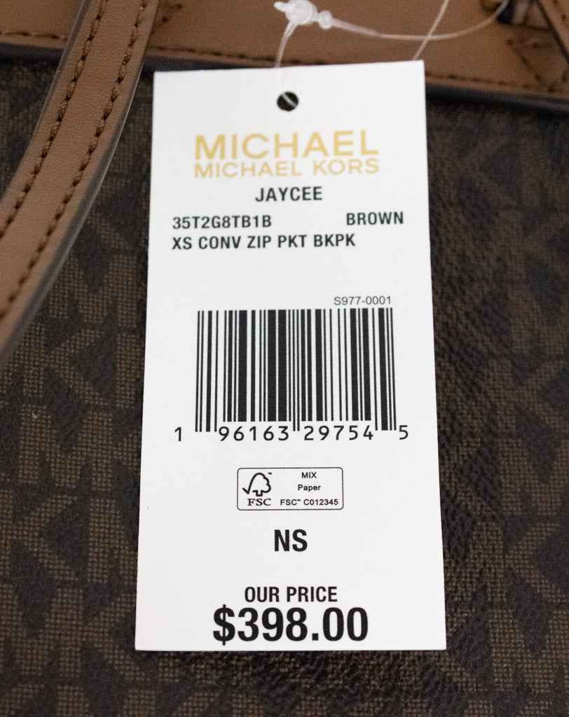 Michael Kors Jaycee Brown PVC Pocket Shoulder Backpack