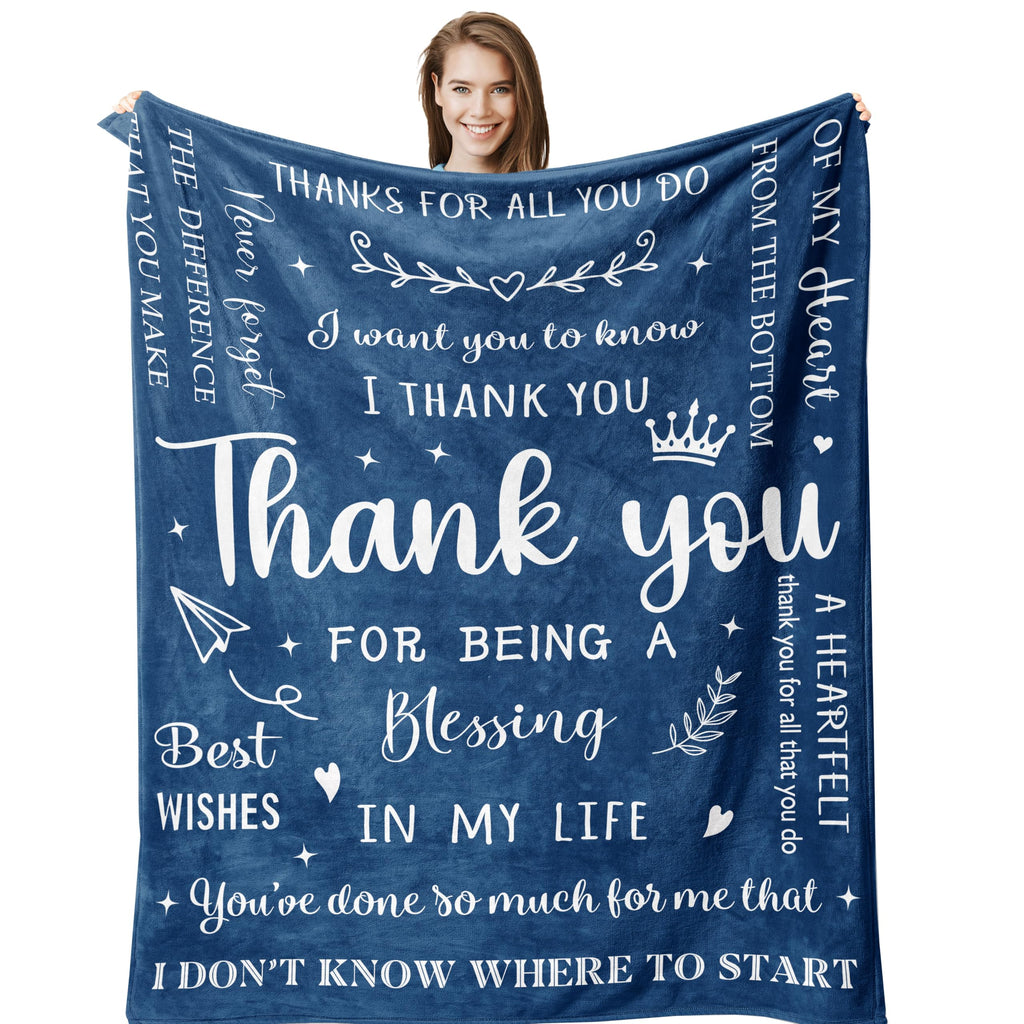 (Brand: Henazin) Thank You Gifts For Women/Men Blue  60"X50" Appreciation, Inspirational Blanket