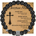 Religious Bracelet (8mm) Black adjustable Beaded Cuff Charm Bracelets for men