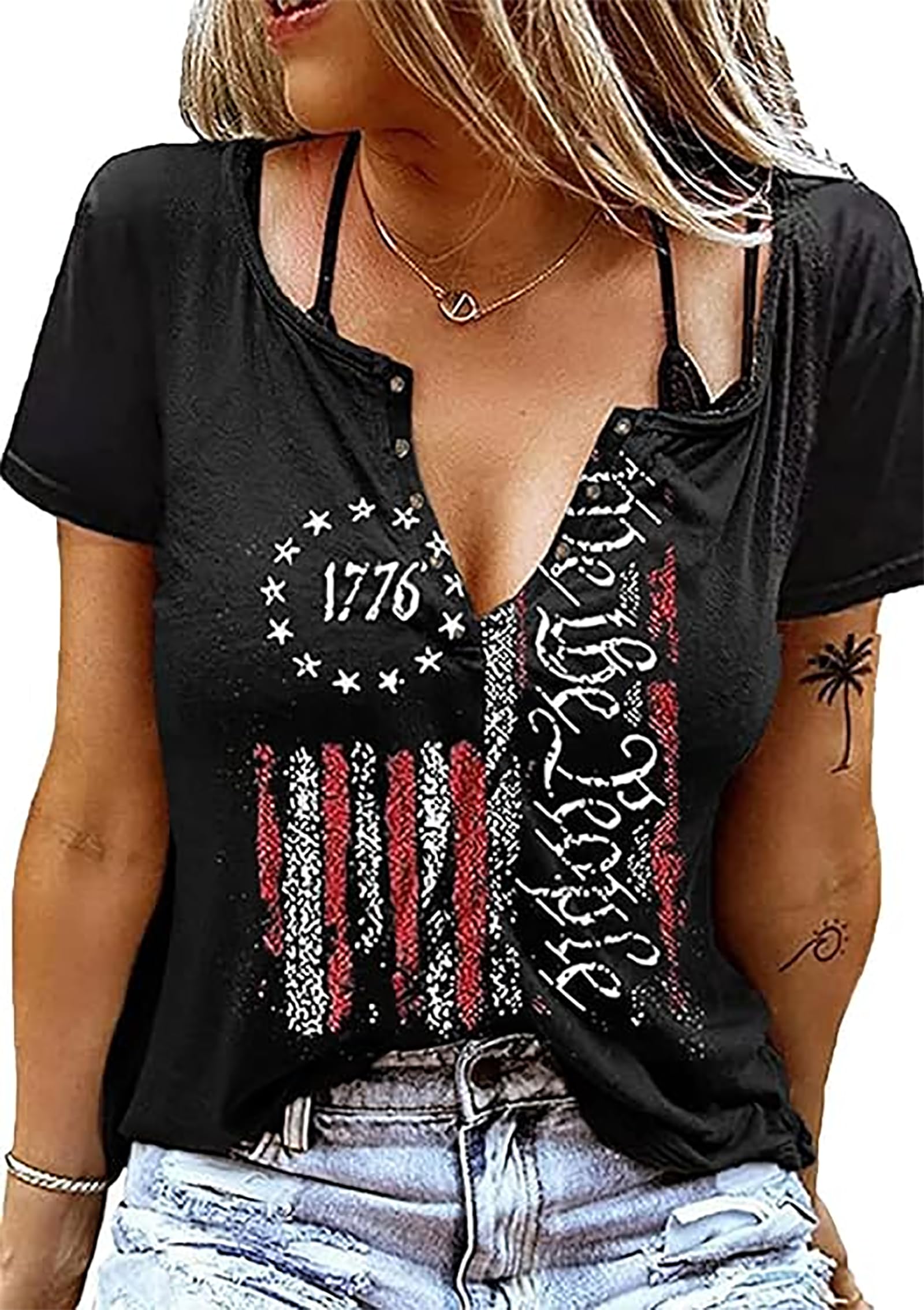 Vintage Rock Roll Concert T-Shirt Women Loose Casual Shirt Tops Funny Skeleton Eagle Graphics V Neck Short Sleeve (X-Large)