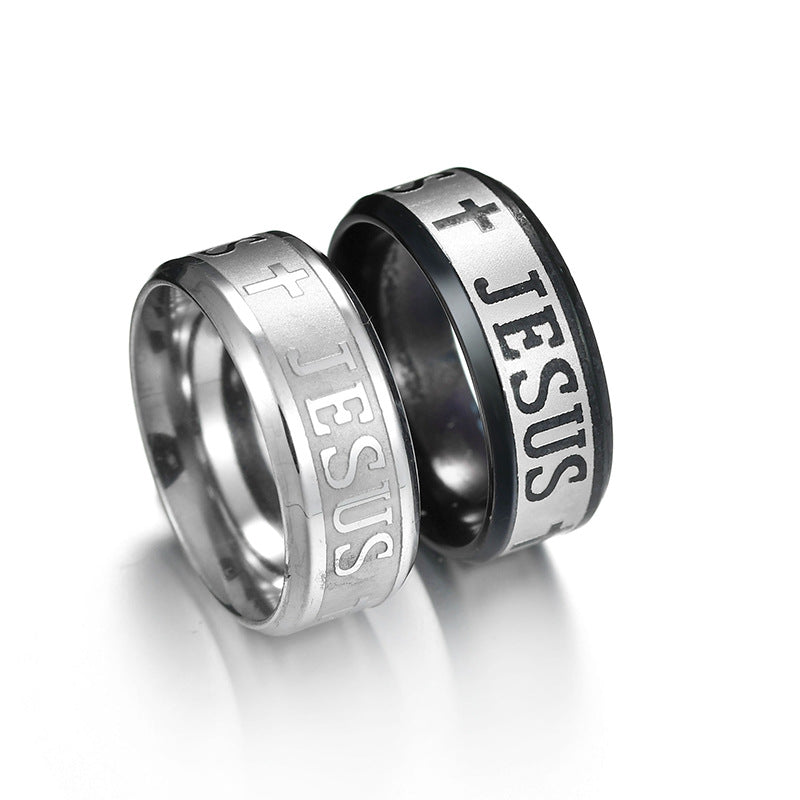 Jesus Cross Titanium Steel Ring