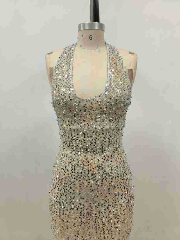 Luminous Halter Dress