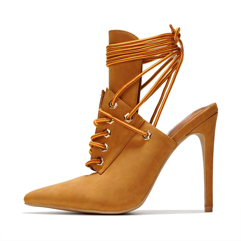 Strappy Heels/boots- Tan Size 8.5