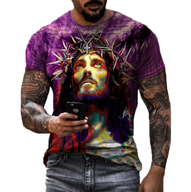Men's Polyester Spandex Yusu Street Jesus Shirt