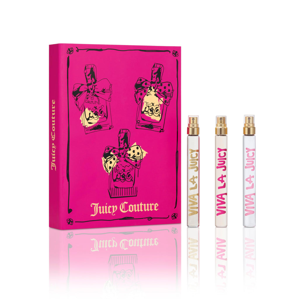 Juicy Couture Viva La Juicy Eau de Parfum 3 Piece Fragrance Gift Set Womens Perfume Travel Coffret Set Includes 3 EDP Spray Perfumes 0.33 fl. oz