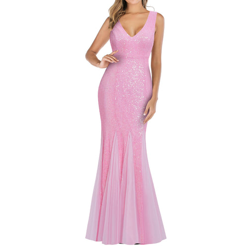 (Brand: A ARFAR) Prom Dress for Women Glitter Evening Party Dress Ladies Tutu Sexy V-Neck Tulle Dresses Women Formal Cocktail Gowns Sleeveless Wedding Dress Bodycon Graduation (XL)