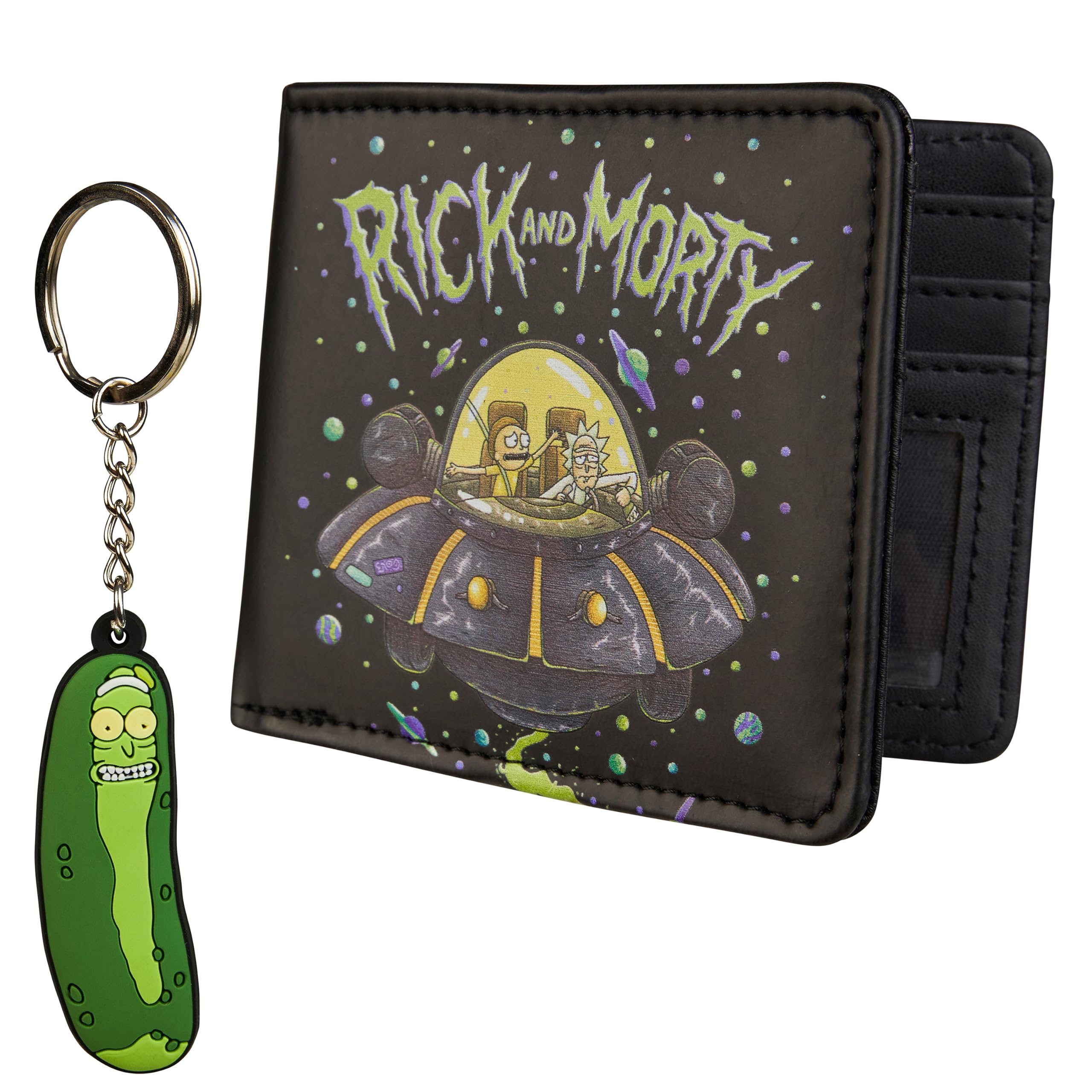Rick and Morty Card Wallet and Keyring Set for Men Teenagers - Card Slots ID Pocket Groot Mens Wallet - Gifts for Men