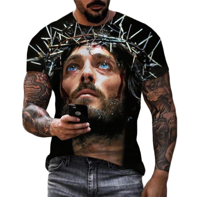 Men's Polyester Spandex Yusu Street Jesus Shirt