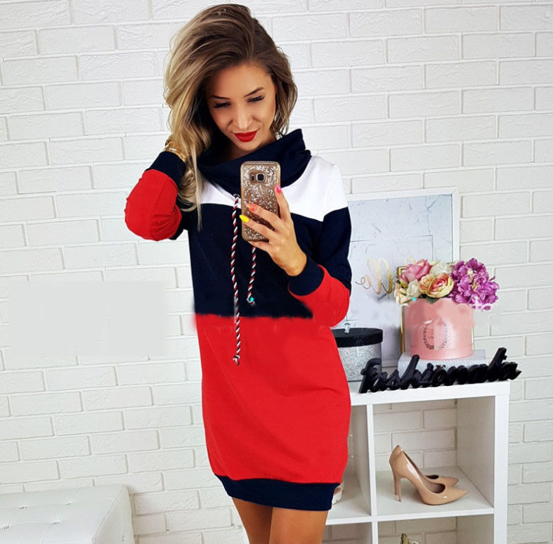 Hooded Knit Dress, Sweatshirt Dress, Long Sleeve Dress