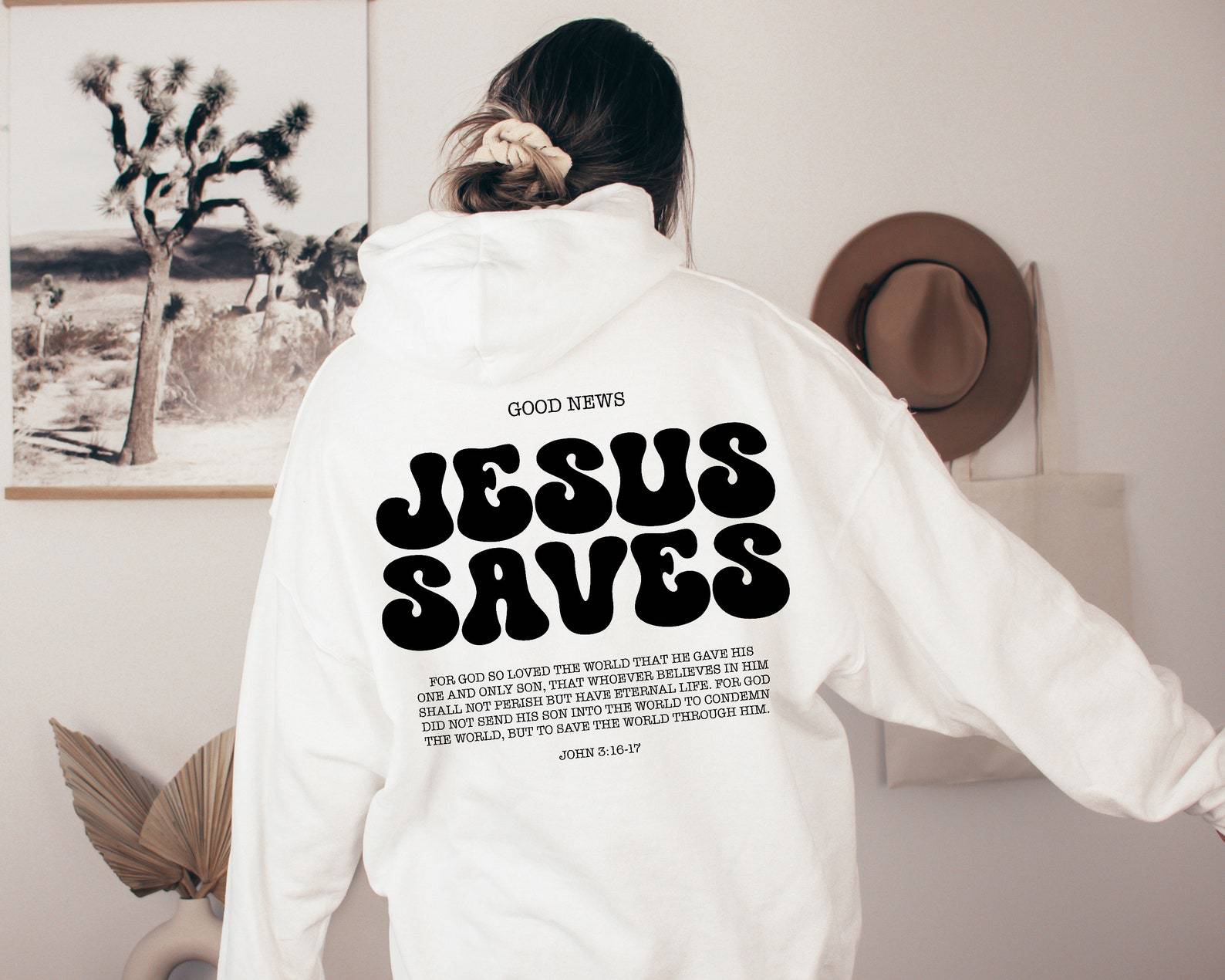 Jesus Saves Hoodie with Bible Verses Design