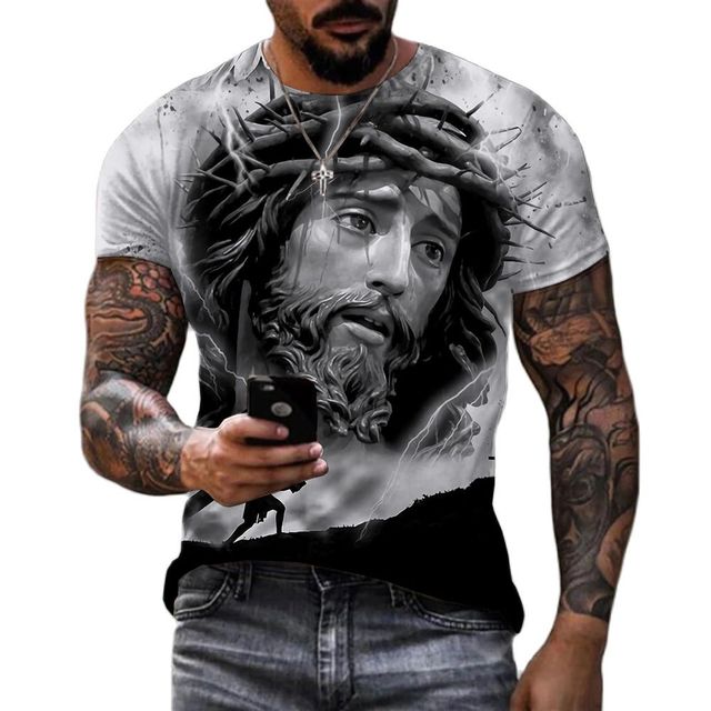 Men's Polyester Spandex Yusu Street Jesus Shirt