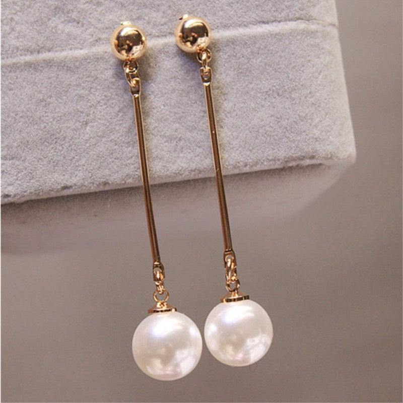 Classic Long Tassel Imitation Pearl Earrings for Women