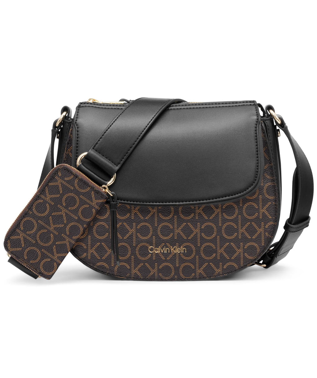 Calvin Klein Bella Novelty Crossbody Brown/Khaki/Black Linear