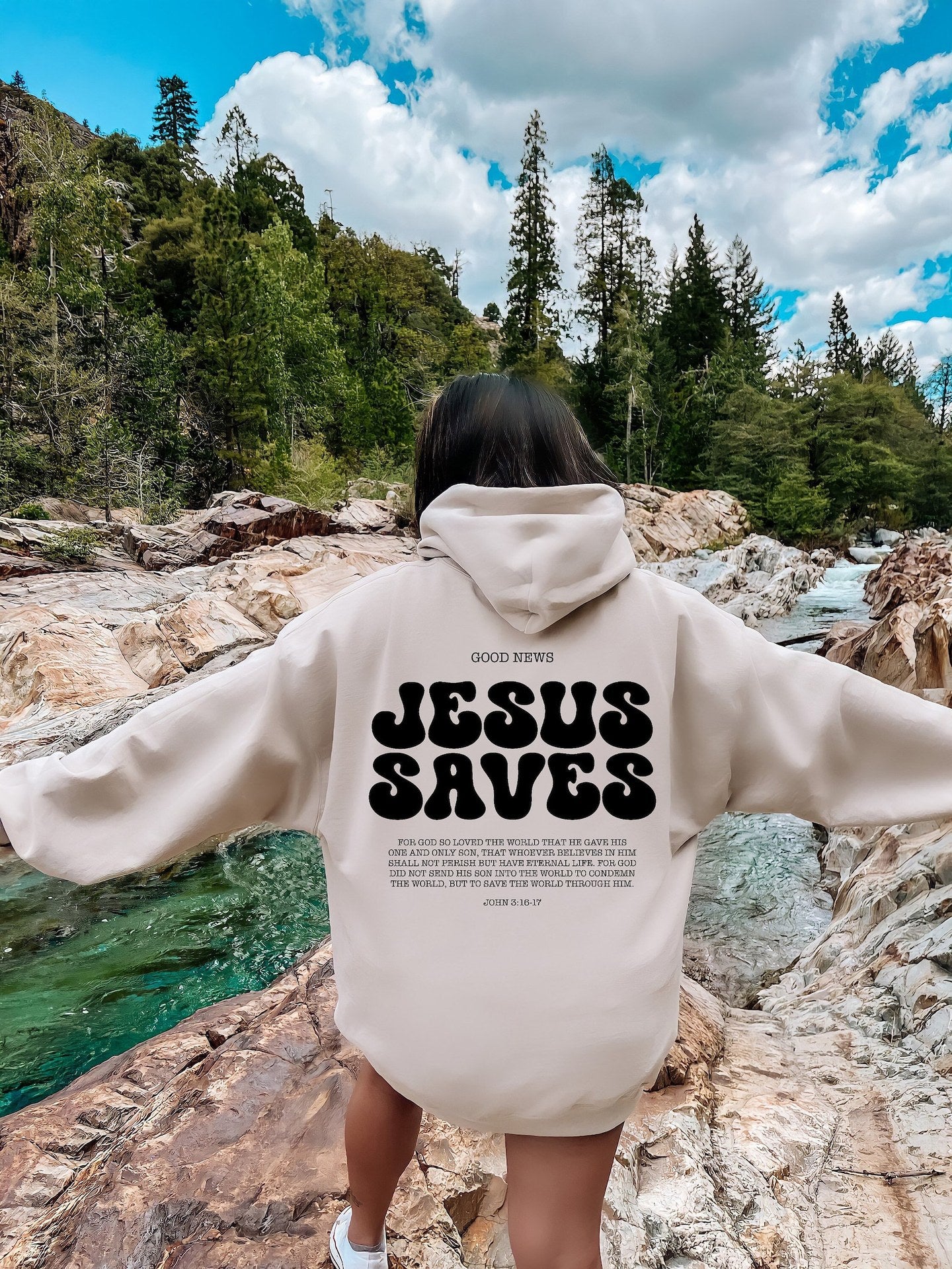 Jesus Saves Hoodie with Bible Verses Design