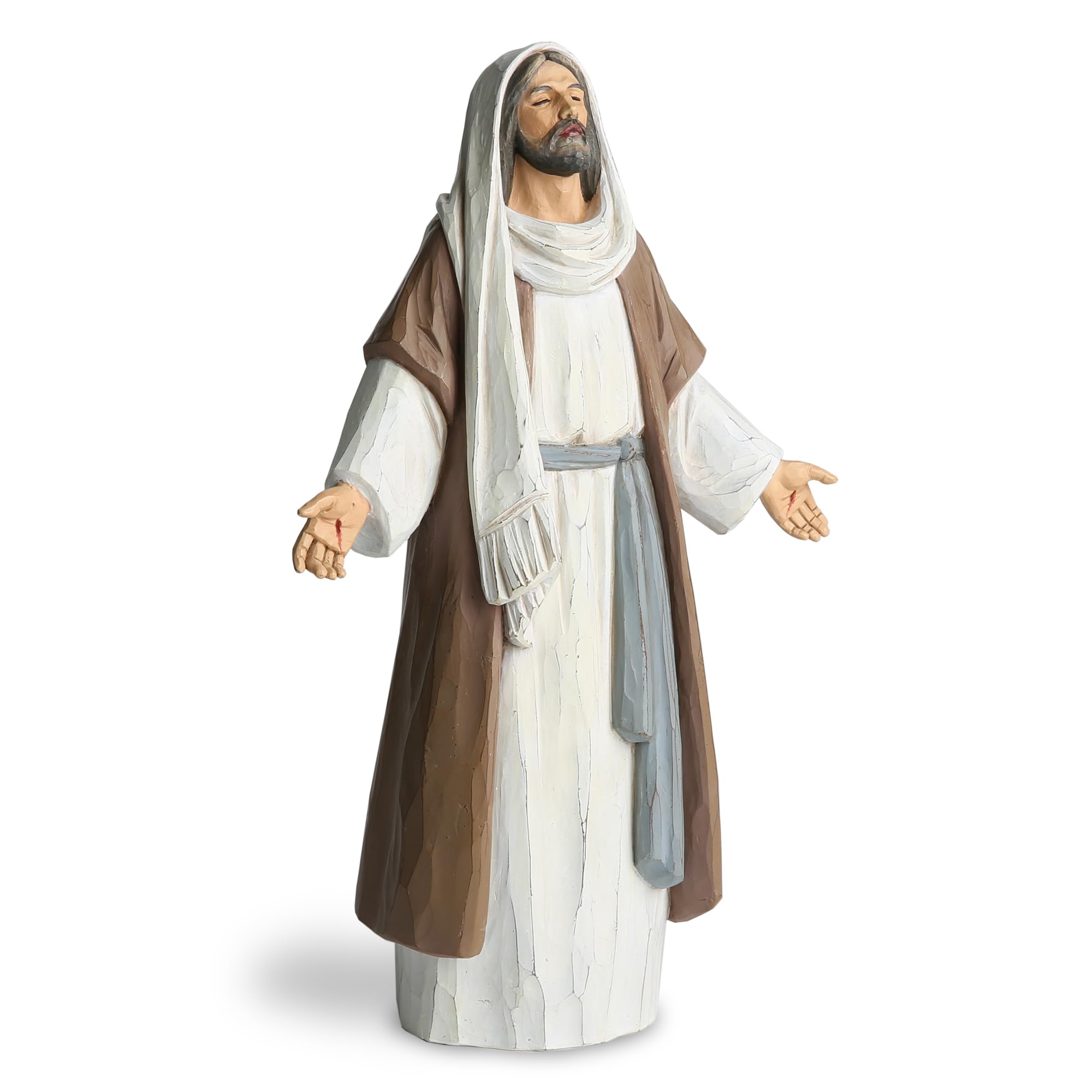 ShineOnAngel Jesus Christ Statue with Open Arms Hand Painted Saint Statue Religious Modern Home Decor Christian Jesus Figurines Religious Gift 9.5 Inch High