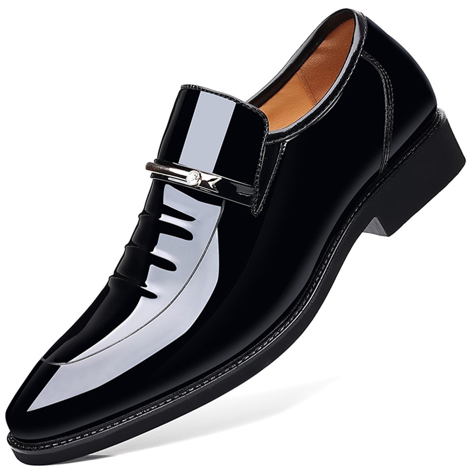 Mens Business Casual Loafers Patent Leather Formal Oxford Slip On Dress Shoes for Men (size 8)