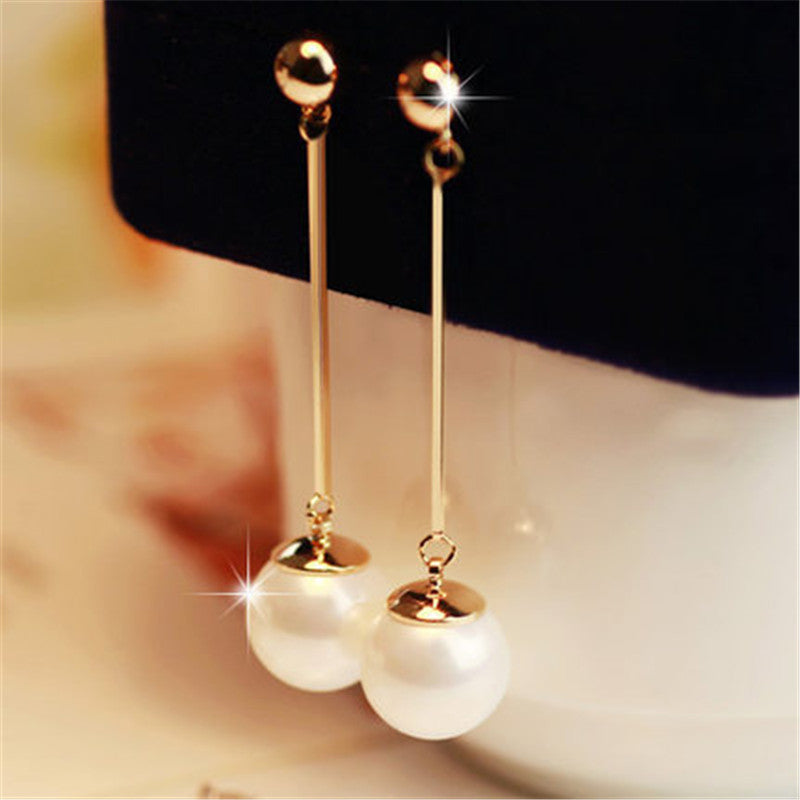 Classic Long Tassel Imitation Pearl Earrings for Women