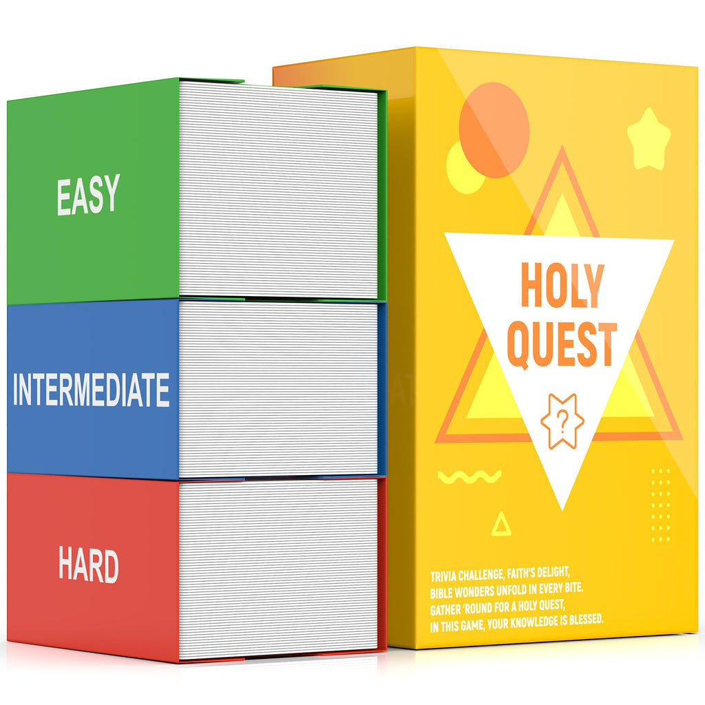 HOLY QUEST A Fun and Meaningful Bible Trivia Game 400 Cards Perfect for Bible Study Youth Groups and Church Gatherings Fun Christian Trivia Game for Adults and Family A Great Christian Gift