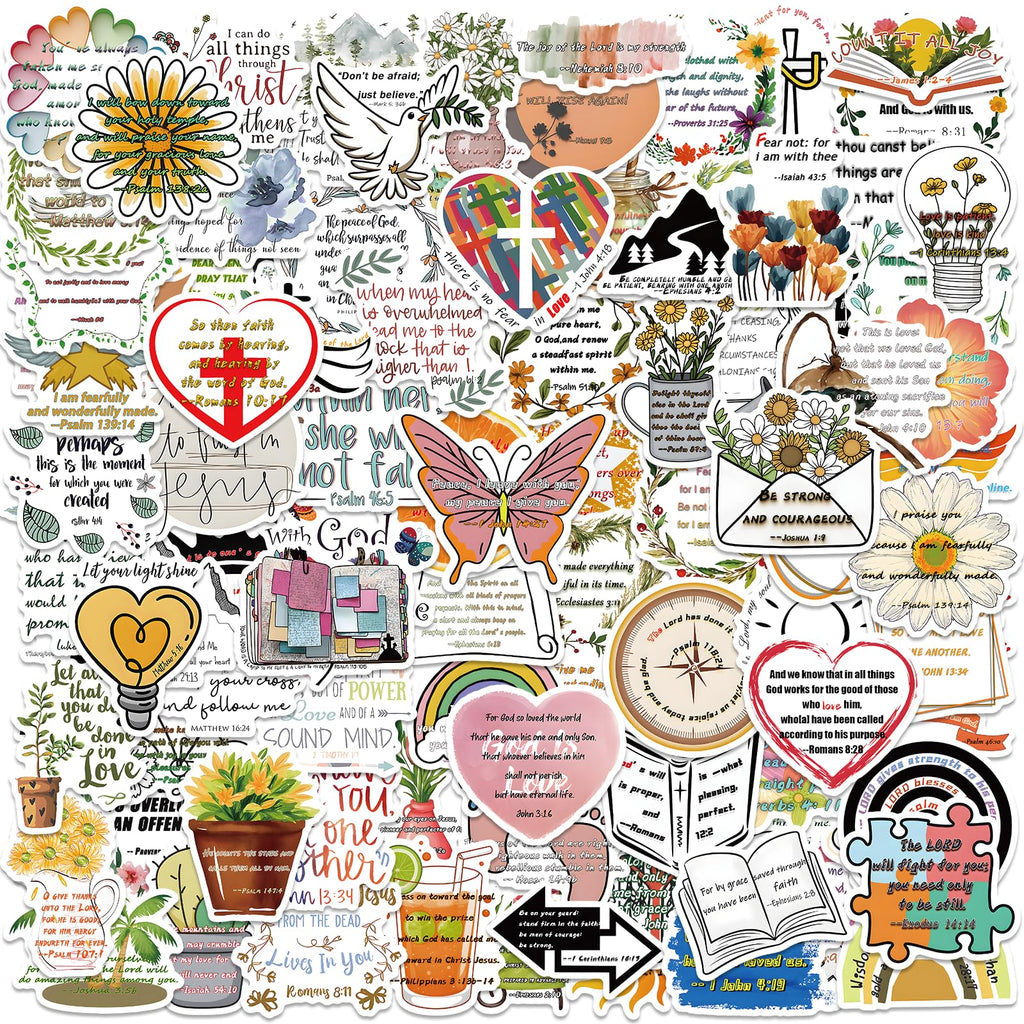 100Pcs Jesus Christian Stickers Bible Verse Faith Stickers Inspirational Decals Stickers for Water Bottles Religious Christian Easter Christmas Gifts for Adults Kids Men and Women