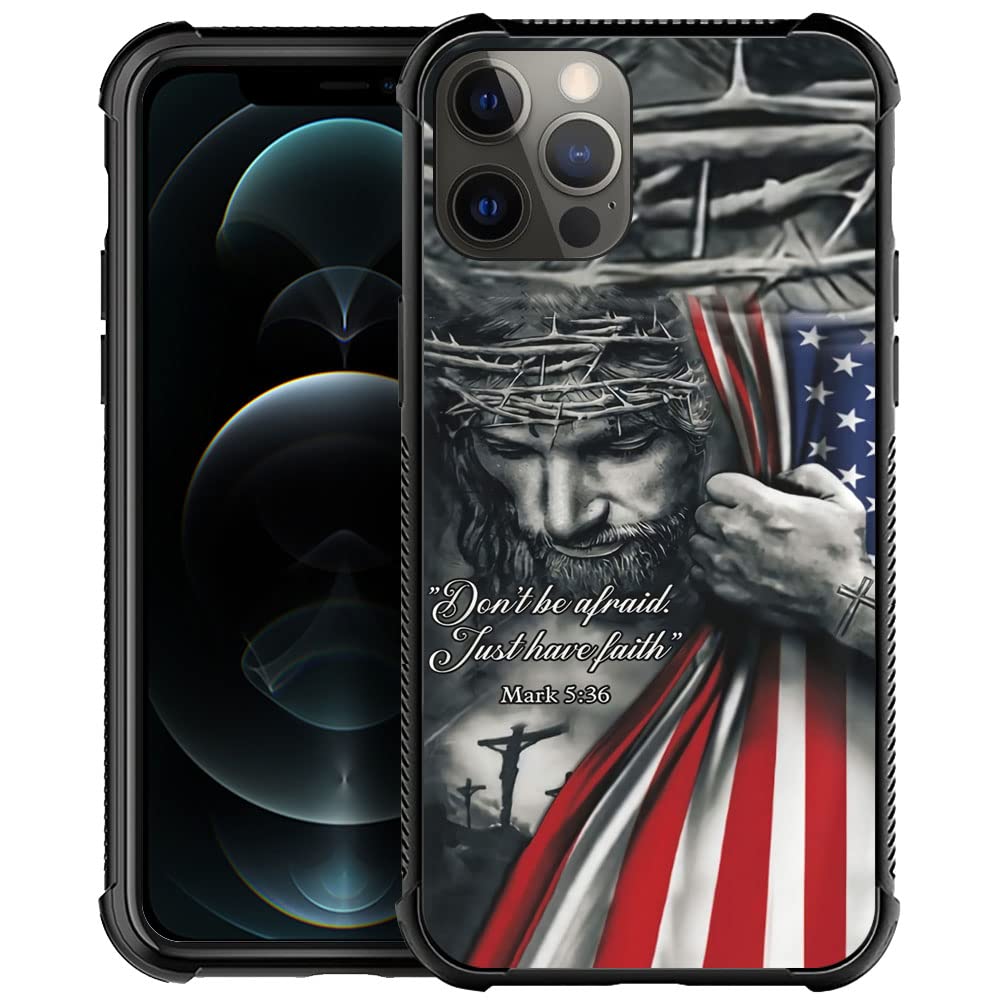 Case Compatible with for iPhone 11 Jesus God Bless American Flag Phone Case Shockproof Soft Phone Case Cover for Boy Men Gift Case for (iPhone 11)