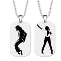 Michael Jackson Silver Necklace Dog Tag Pendant Chain Necklace