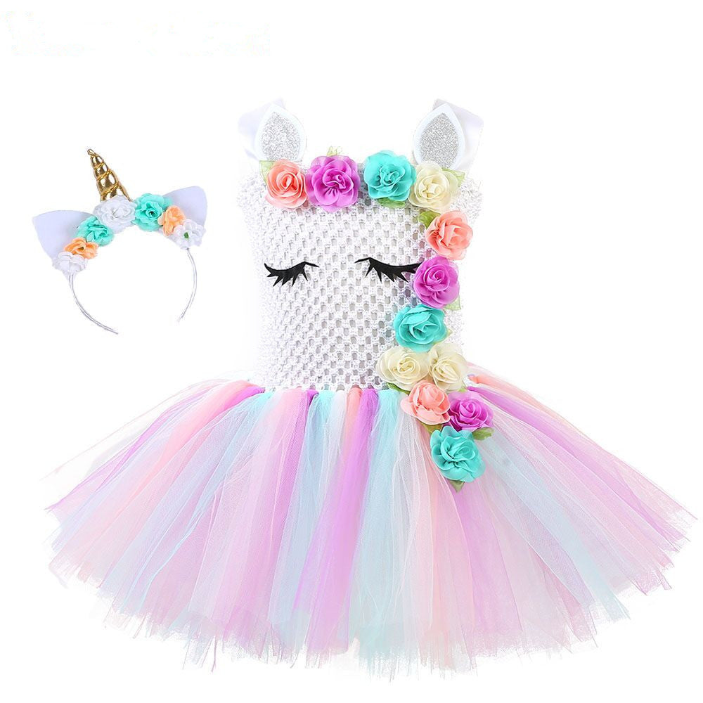 Floral Dress, Unicorn Princess Dress, Kids' Gown