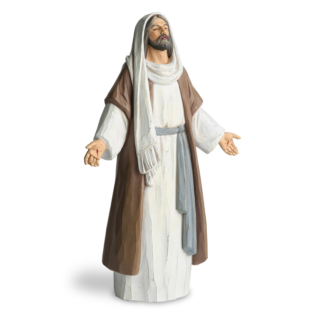 ShineOnAngel Jesus Christ Statue with Open Arms Hand Painted Saint Statue Religious Modern Home Decor Christian Jesus Figurines Religious Gift 9.5 Inch High