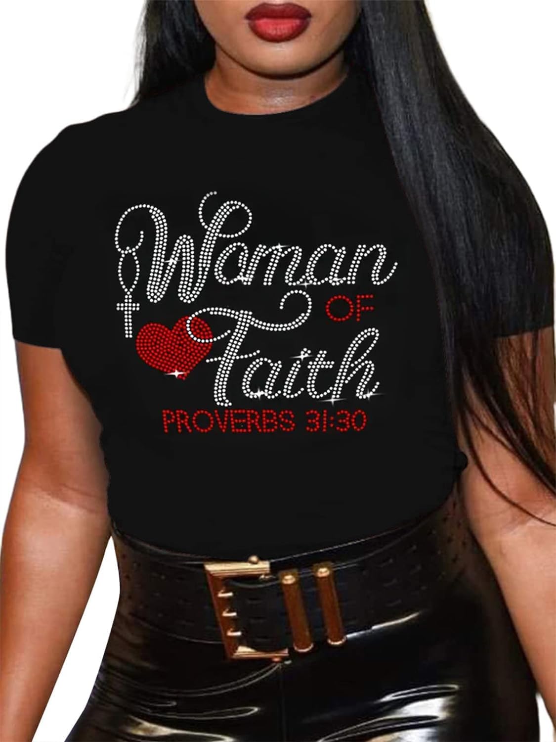 Women of Faith Shirts w/Rhinestone Bling. Short Sleeve Graphic Tops
