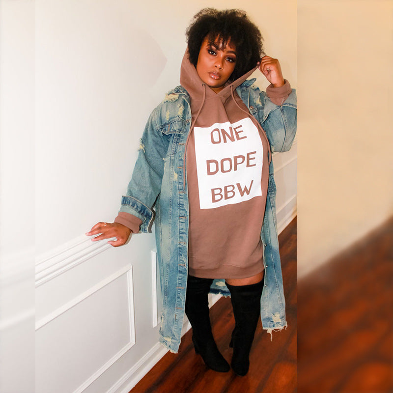 Plus Size Casual Hoodie Mini Dress for Women