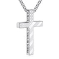 Cross Necklace Silver American Flag Bible Verse Stainless Steel Pendant