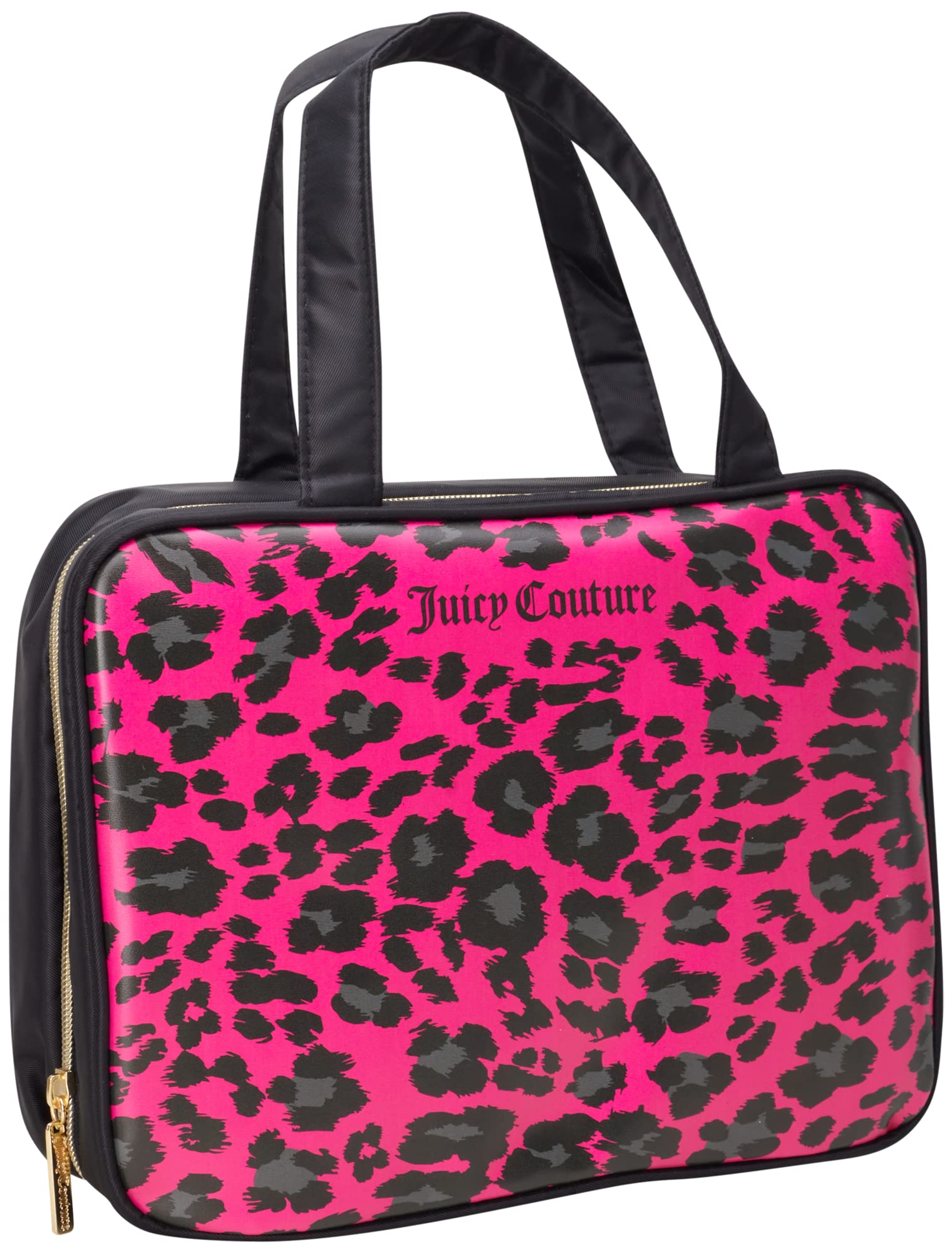 Juicy Couture Womens Cosmetics Bag - Hanging Travel Makeup and Toiletries Weekender Bag Cheetah Print