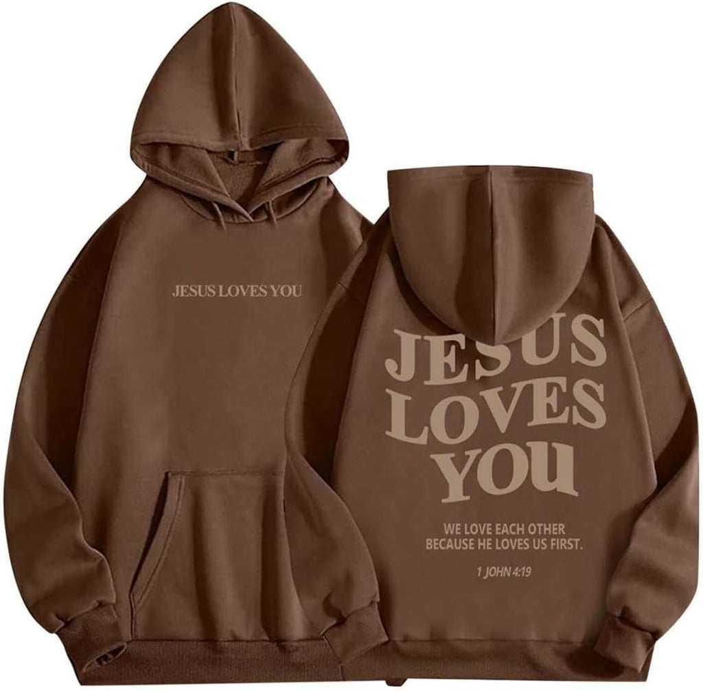 Jesus Loves You Hoodie Christian Faith Over Fear Hoodie Faith Sweatshirt Christian Religious Sayings Pullover Sweater (XXL)