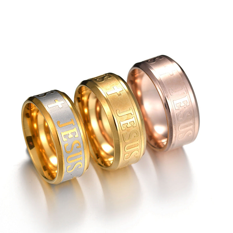 Jesus Cross Titanium Steel Ring