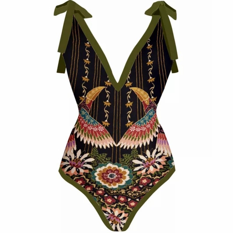 Vintage Women's Printed One Piece Swimsuit (S-XL)
