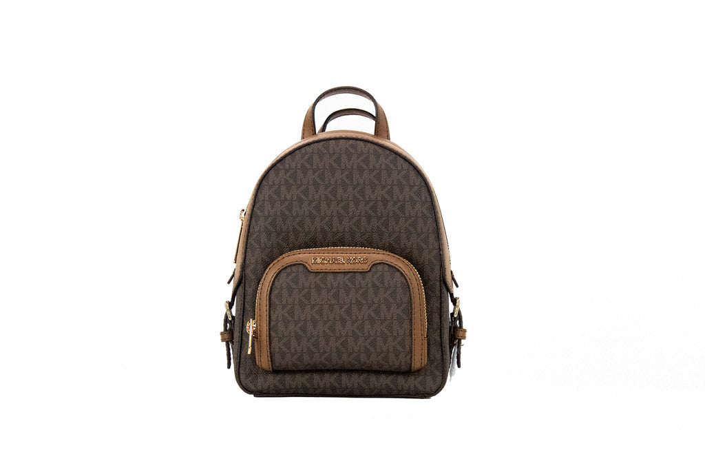 Michael Kors Jaycee Brown PVC Pocket Shoulder Backpack