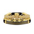 WFYOU Imperial Crown Bracelets for Men 18kt Gold Bracelet Cubic Zirconia Beads Bracelets Cross Bracelets Charm Men
