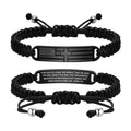 Cross Bracelet for Men - Black Bible Verse Stainless Steel Rope Mens American Flag Bracelet