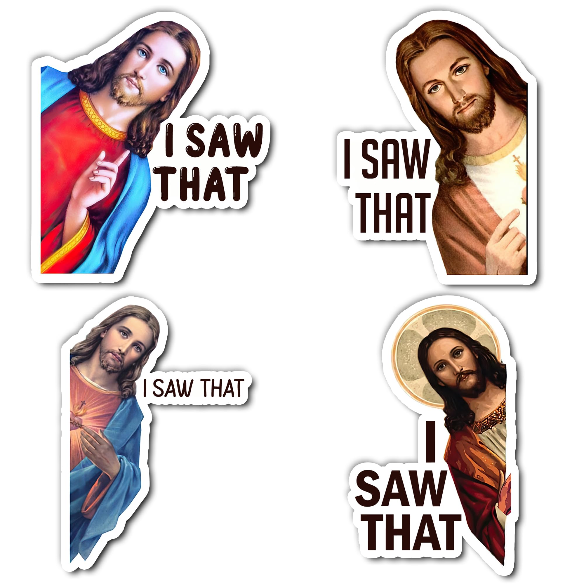 Pack 8PCS Jesus I Saw That Stickers Waterproof Vinyl Decals Decor Car, Window, Laptop Water Bottle, Bumper sticker, Skateboard, Computer and etc…
