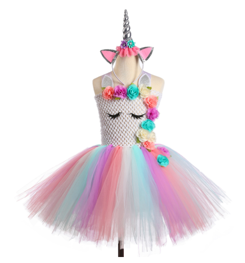 Floral Dress, Unicorn Princess Dress, Kids' Gown