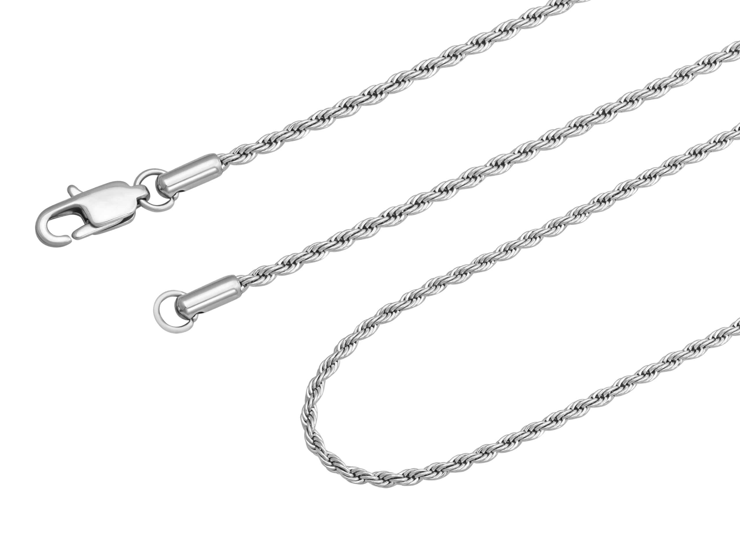 HAQUIL Stainless Steel Rope Chain Twist Chain Necklace Jewelry Gift for Men and Women - 20inch 3mm