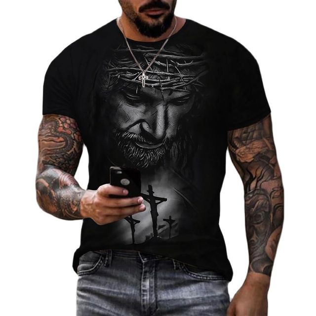 Men's Polyester Spandex Yusu Street Jesus Shirt