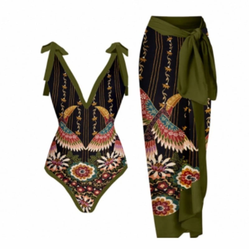 Vintage Women's Printed One Piece Swimsuit (S-XL)