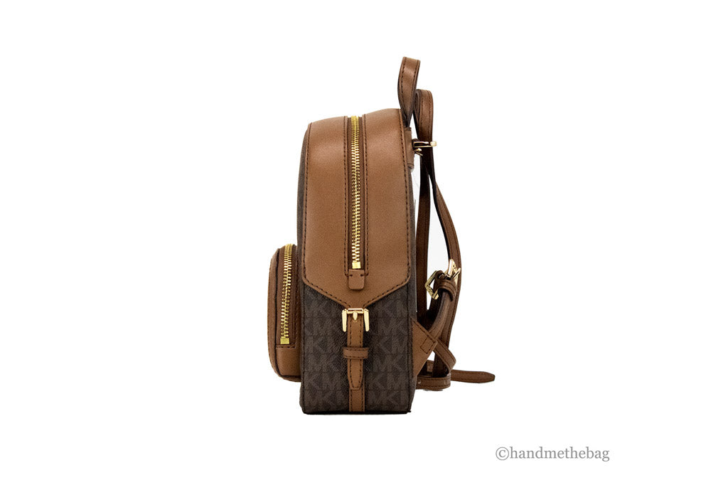 Michael Kors Jaycee Brown PVC Pocket Shoulder Backpack