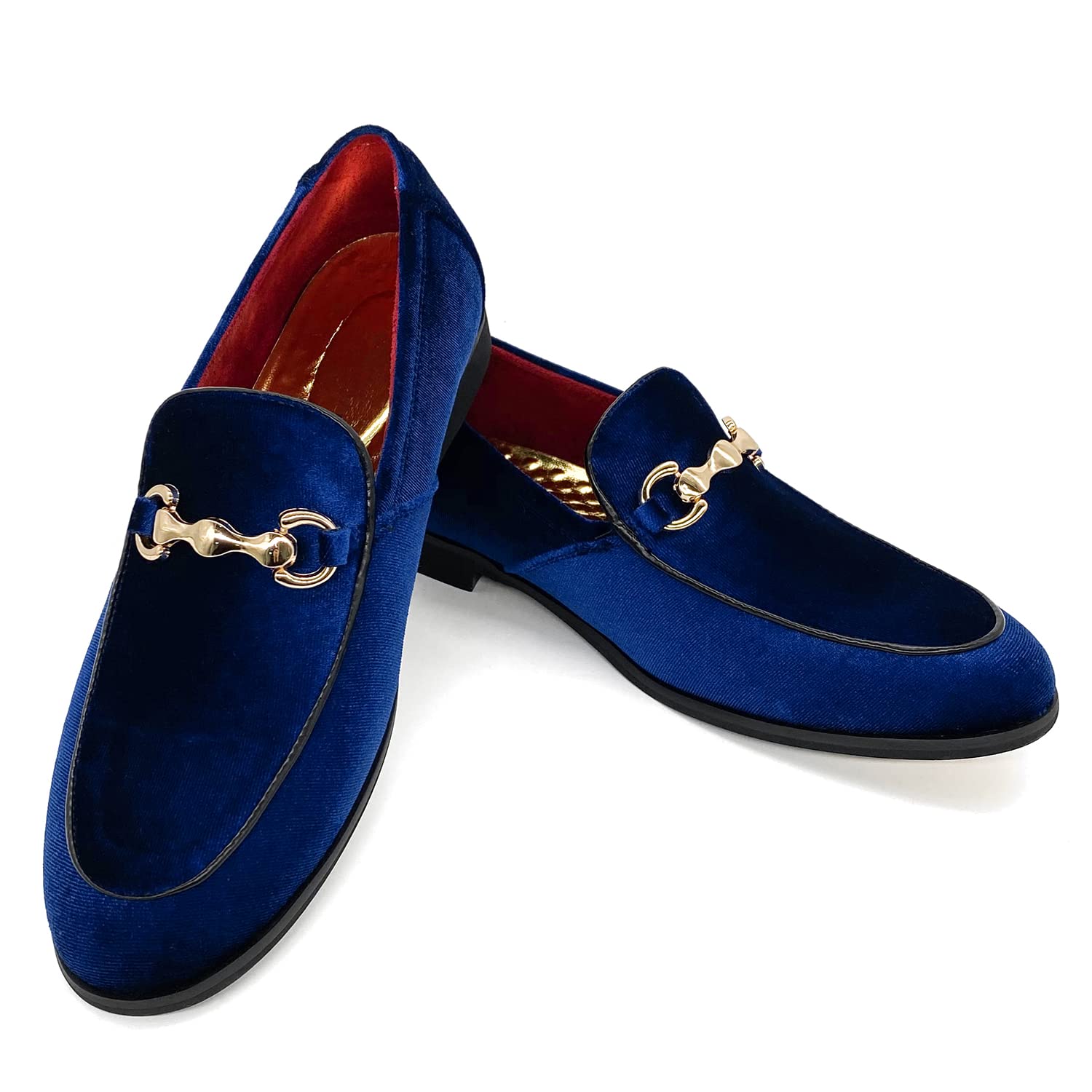 MHB Mens Penny Slip-On Velvet Loafer Royal Blue Dress Shoes for Men Fashionabe Smoking Slipper (Size 10.5)