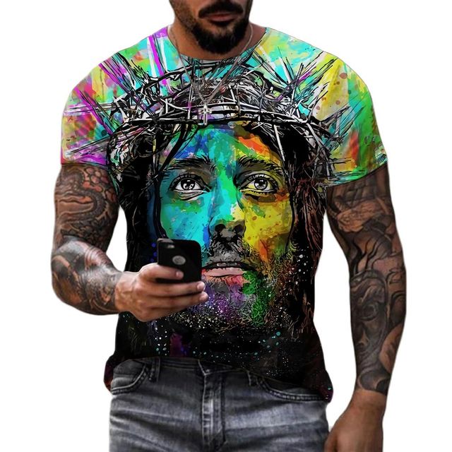 Men's Polyester Spandex Yusu Street Jesus Shirt