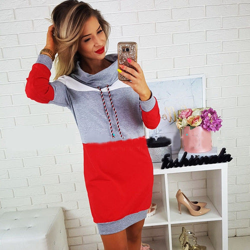 Hooded Knit Dress, Sweatshirt Dress, Long Sleeve Dress