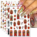 Dornail 12 Sheets Virgin Mary Nail Art Stickers Christian Jesus San Judas Nail Stickers 3D Self-Adhesive Nail Design Baby Angel Nail Decals for Women DIY Nail Decorations for Nail Art Supplies