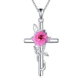 925 Sterling Silver Cross Pendant Necklace Flower Jewelry (Chrysanthemums)