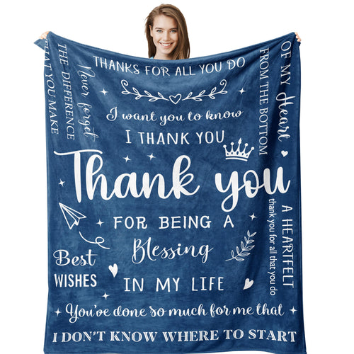 (Brand: Henazin) Thank You Gifts For Women/Men Blue  60"X50" Appreciation, Inspirational Blanket