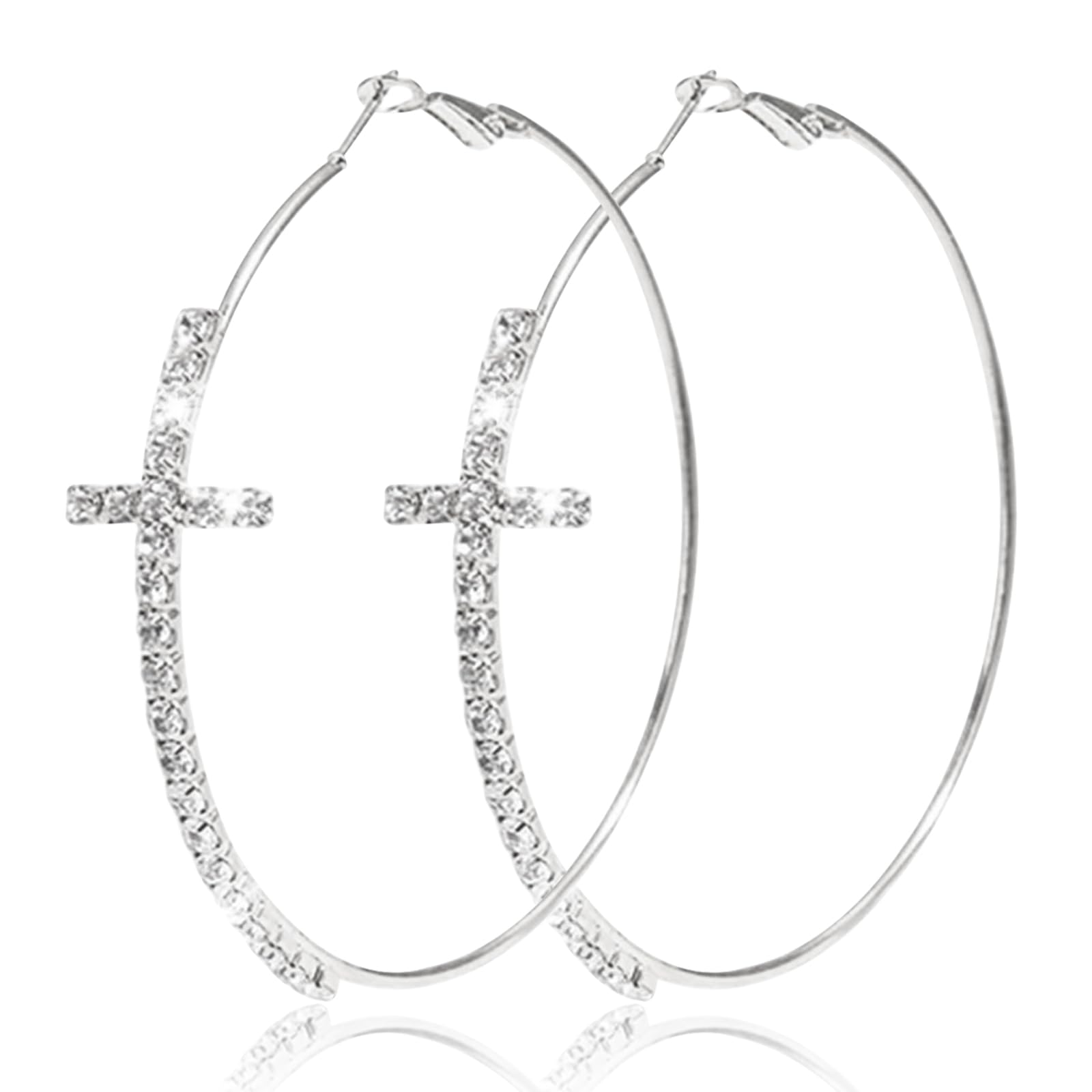 Rhinestone Big Hoop Earrings Sparkly Glitter Hoop Earrings Extra Large Gold Hoops Earrings